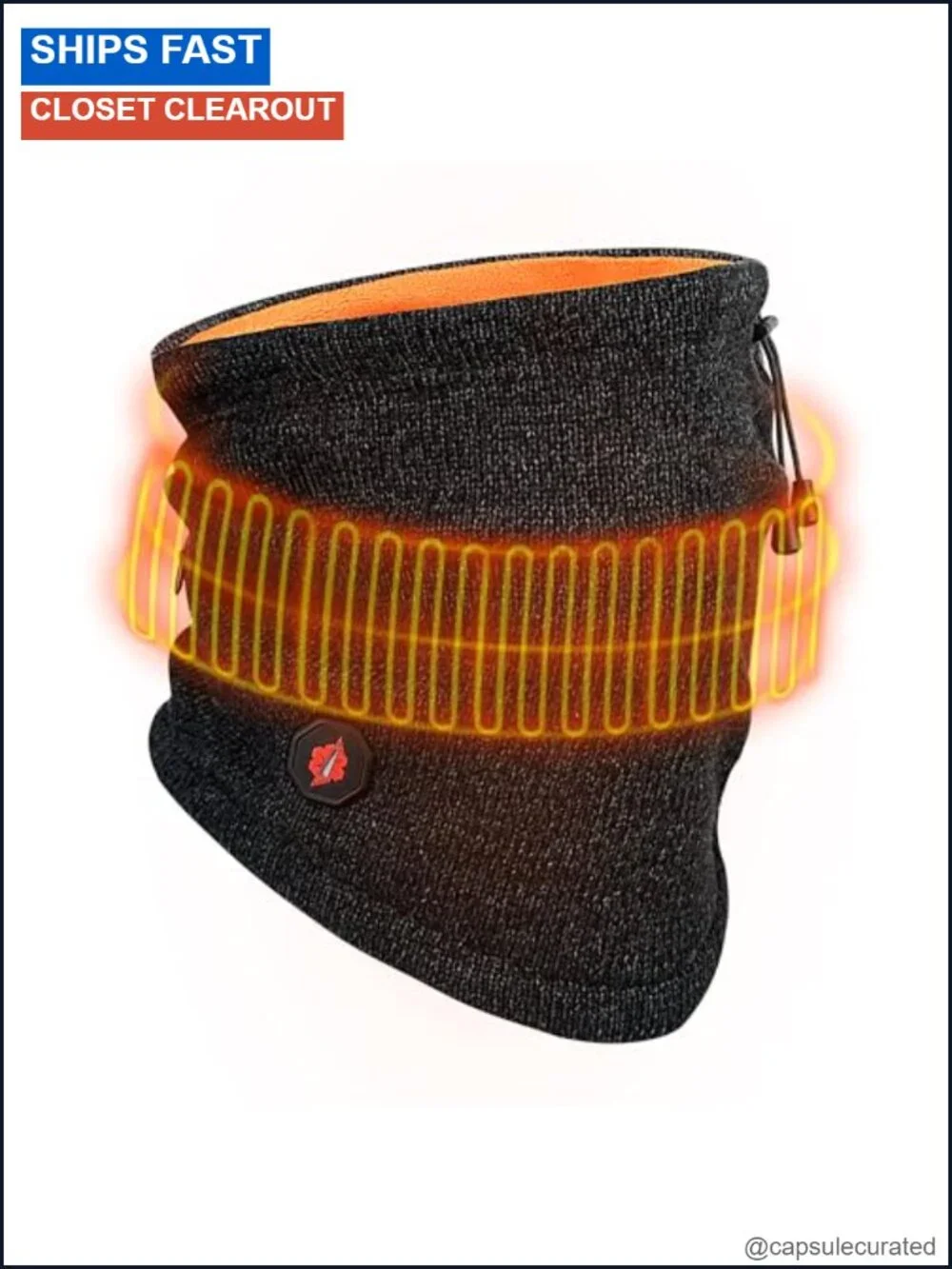 Heated Neck Gaiter with Rechargeable Battery, Polar Fleece Lined, Windproof Ski
